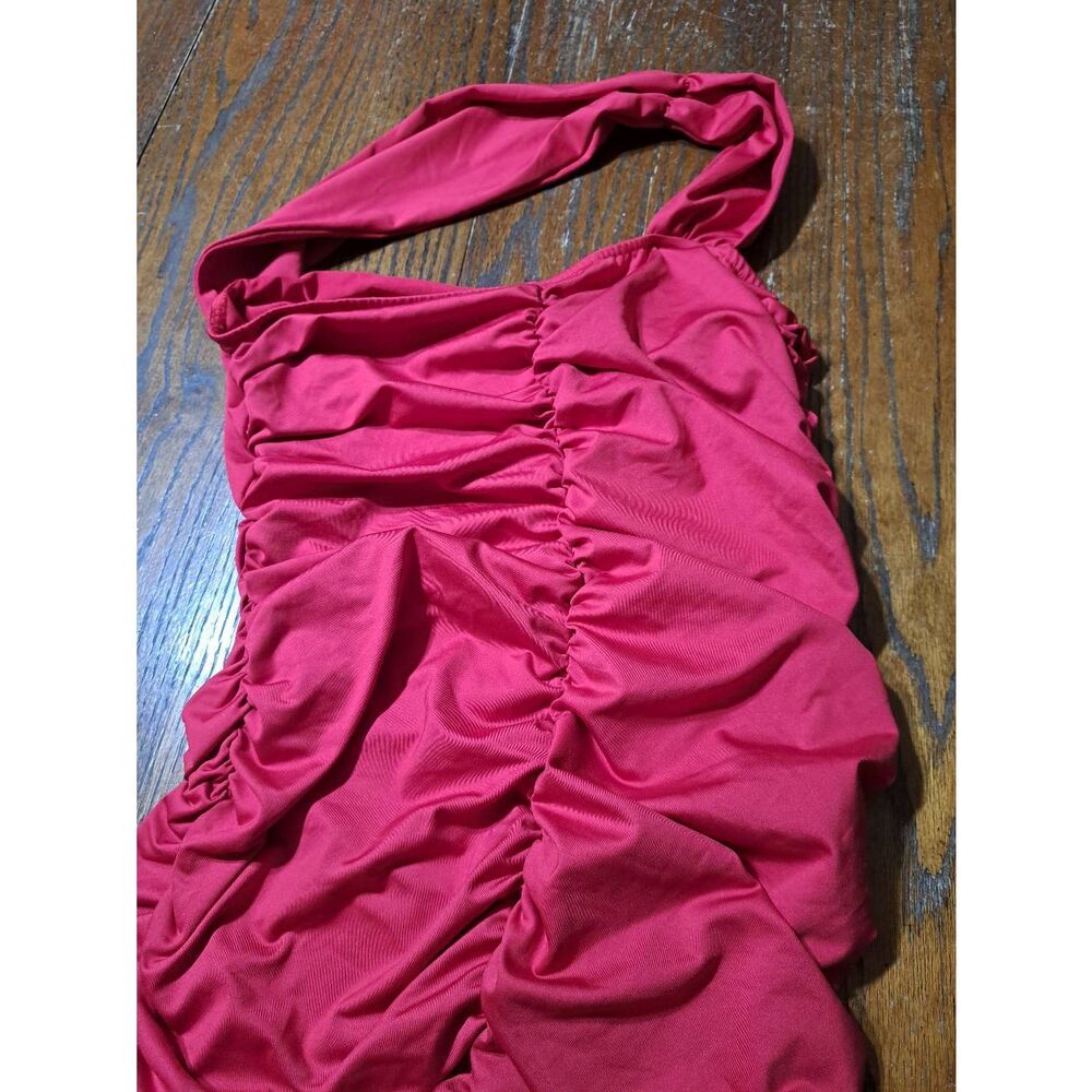 New Large Red Halter Sexy Ruched Bodycon Party Club Cocktail Evening Dress - Picture 2 of 3